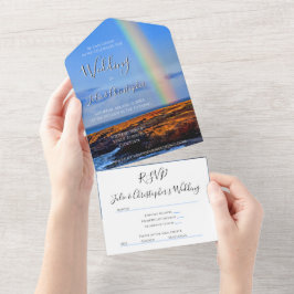 Regenboog van liefde en geluk, huwelijk all in one uitnodiging