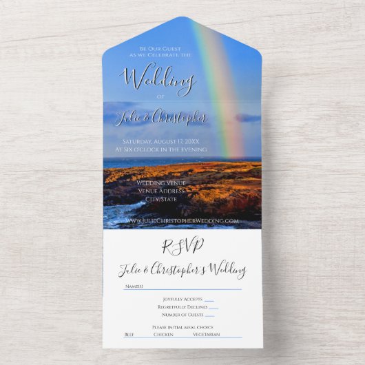 Regenboog van liefde en geluk, huwelijk all in one uitnodiging (Binnen)