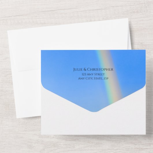 Regenboog van liefde en geluk, huwelijk all in one uitnodiging (Achterkant)