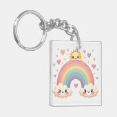 Regenboog van Liefde – Kawaii Harten Sleutelhanger (Voorkant Links)