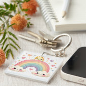Regenboog van Liefde – Kawaii Harten Sleutelhanger (Voorkant Rechts)