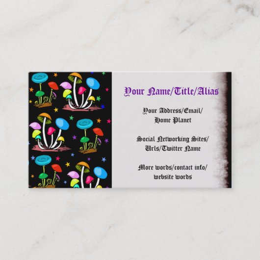 Regenboog van paddenstoelen visitekaartje (Voorkant)