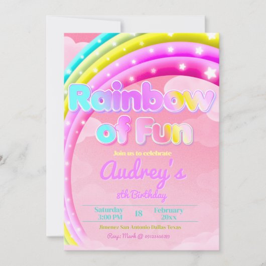 Regenboog van plezier - Meisje Verjaardag Kaart (Voorkant)