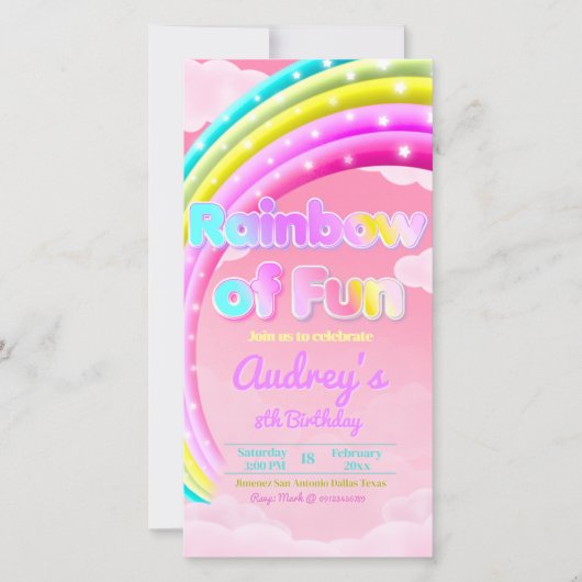 Regenboog van plezier Mobiele telefoon uitnodigen Aankondiging (Voorkant)