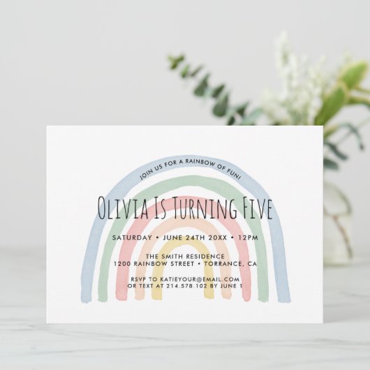 Regenboog Van Plezier Regenboog 5e Verjaardagsuitn Kaart (Staand voorkant)