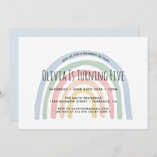 Regenboog Van Plezier Regenboog 5e Verjaardagsuitn Kaart (Voorkant / Achterkant)