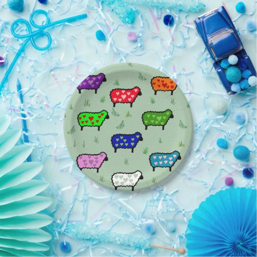 Regenboog van schapen papieren bordje (Feest)