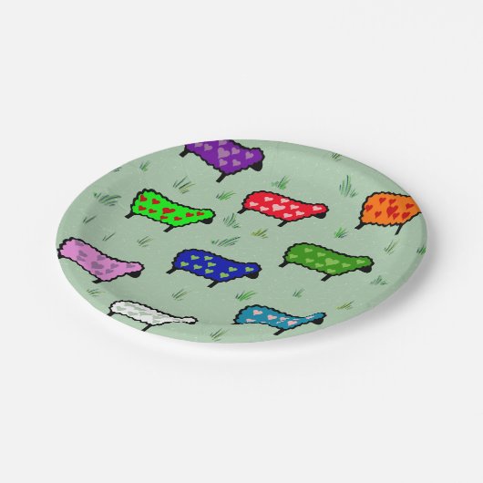 Regenboog van schapen papieren bordje (Gekanteld)