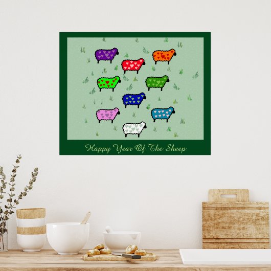 Regenboog van schapen poster (Keuken)