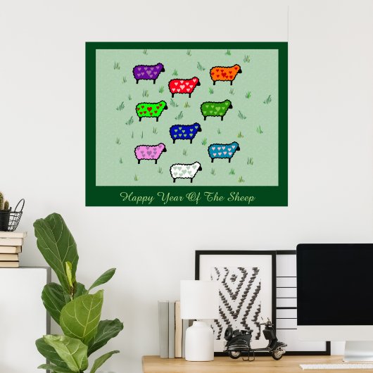 Regenboog van schapen poster (Thuiskantoor)