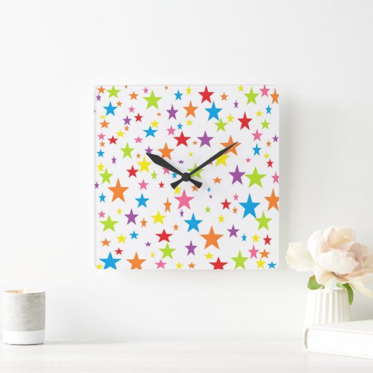 Regenboog van sterrenklok vierkante klok (Huis)