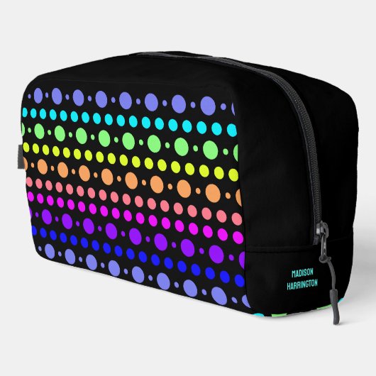 Regenboog van Stippen Aangepaste naam Toilettasje (Rechterhoek)
