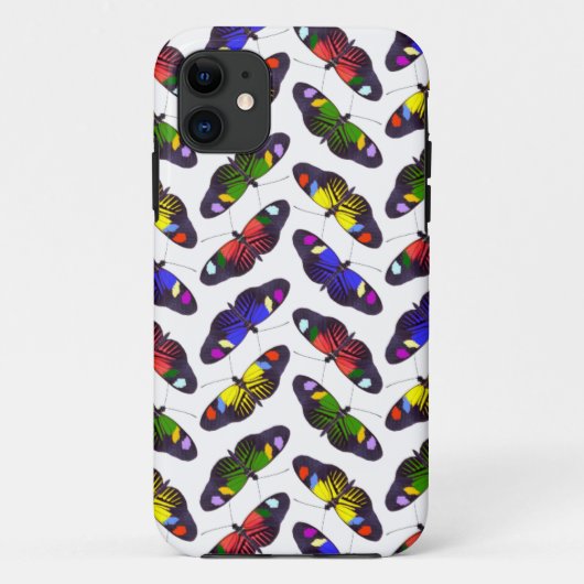 Regenboog van Vlinders iPhone 5 Hoesje (Wit) (Achterkant)