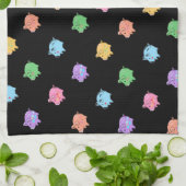 Regenboog Varken Patroon op zwart Theedoek (Gevouwen)