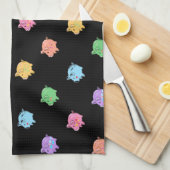 Regenboog Varken Patroon op zwart Theedoek (Quarter Fold)