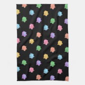 Regenboog Varken Patroon op zwart Theedoek (Verticaal)