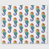 Regenboog Veelhoekig Zeepaardje Cadeaupapier (Vlak)