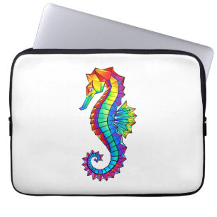 Regenboog Veelhoekig Zeepaardje Laptop Sleeve
