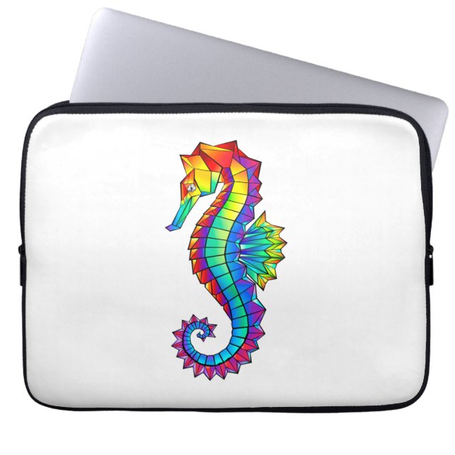 Regenboog Veelhoekig Zeepaardje Laptop Sleeve (Voorkant)