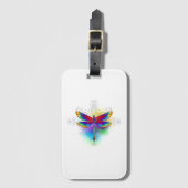 Regenboog veelhoekige libel bagagelabel (Voorkant (verticaal))