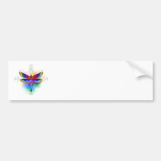 Regenboog veelhoekige libel bumpersticker (Voorkant)