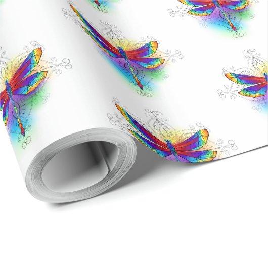Regenboog veelhoekige libel cadeaupapier (Rol Hoek)