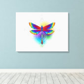 Regenboog veelhoekige libel canvas afdruk (Insitu (Houten vloer))