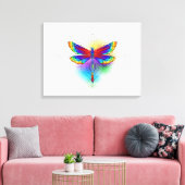 Regenboog veelhoekige libel canvas afdruk (Insitu (Woonkamer))