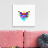 Regenboog veelhoekige libel canvas afdruk (Insitu (Woonkamer))