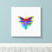 Regenboog veelhoekige libel canvas afdruk (Insitu (Houten vloer))