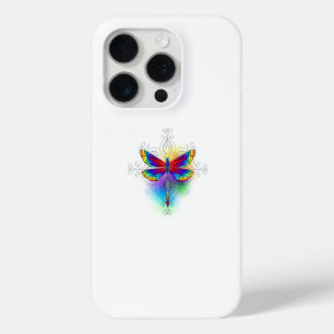 Regenboog veelhoekige libel iPhone 15 pro case
