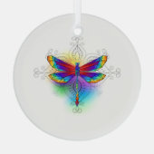 Regenboog veelhoekige libel glas ornament (Achterkant)