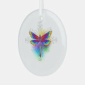 Regenboog veelhoekige libel glas ornament (Voorkant links)