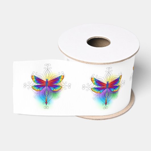 Regenboog veelhoekige libel grosgrain lint (Spoel)