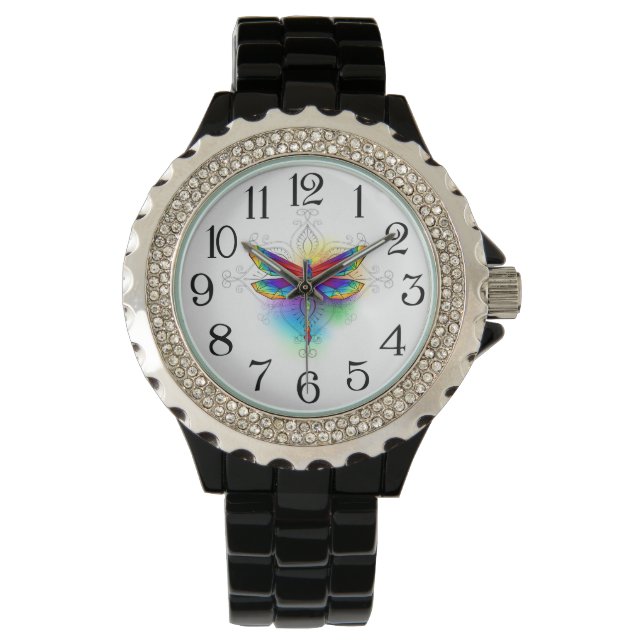 Regenboog veelhoekige libel horloge (Voorkant)