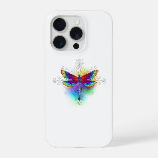 Regenboog veelhoekige libel iPhone hoesje (Achterkant)