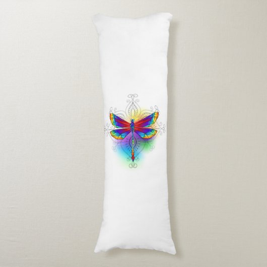 Regenboog veelhoekige libel lichaamskussen (Voorkant Verticaal)