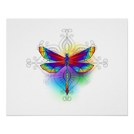 Regenboog veelhoekige libel perfect poster (Voorkant)