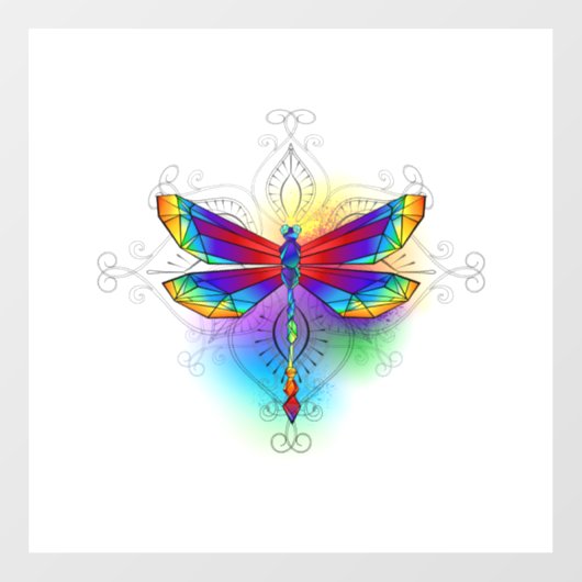 Regenboog veelhoekige libel raamsticker (Vel)