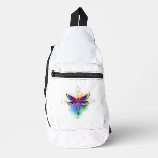 Regenboog veelhoekige libel sling bag (Voorkant)