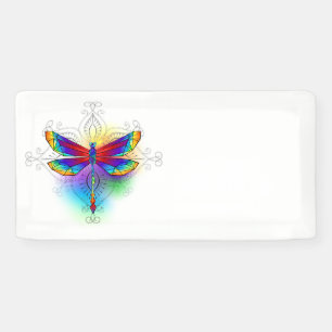Regenboog veelhoekige libel spandoek