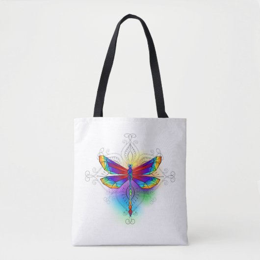 Regenboog veelhoekige libel tote bag (Voorkant)