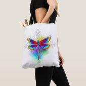 Regenboog veelhoekige libel tote bag (Dichtbij)