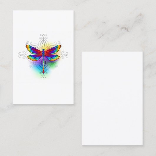 Regenboog veelhoekige libel visitekaartje (Voorkant / Achterkant)