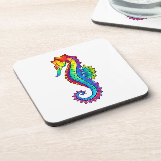 Regenboog Veelhoekige Zeepaard Bier Onderzetter (Linkerzijde)