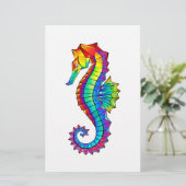 Regenboog veelhoekige zeepaard briefpapier (Staand voorkant)