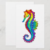 Regenboog veelhoekige zeepaard briefpapier (Voorkant / Achterkant)