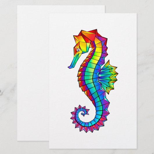 Regenboog veelhoekige zeepaard briefpapier (Voorkant / Achterkant)