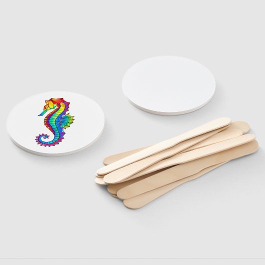 Regenboog veelhoekige zeepaard handwaaier (Niet-gemonteerd)