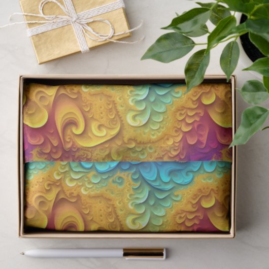 Regenboog veelkleurige gouden fractal tissuepapier (Geschenk)